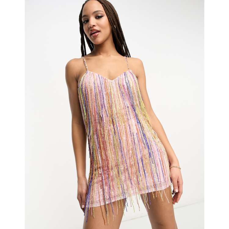 Asos rainbow sequin dress sale