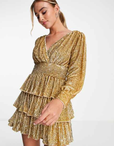 Gold sequin hotsell dress asos