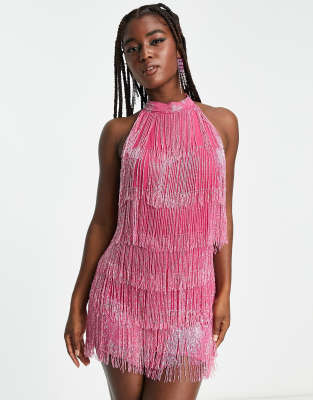 Hot pink tassel store dress