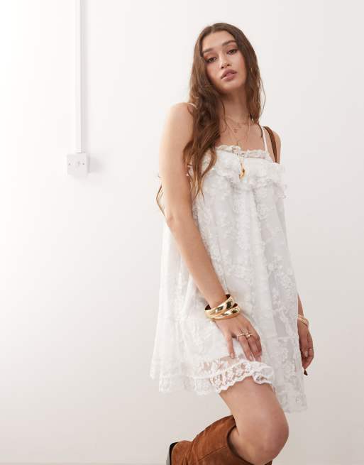 Miss Selfridge premium lace detail dress in white | ASOS