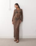 [Miss Selfridge] Miss Selfridge premium sequin beach dress in chocolate-Green S Chocolate