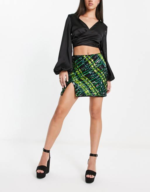 Missguided sequin mini skirt hotsell in multi