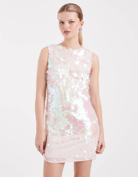 Miss Selfridge premium sequin shift dress in pink - view 1