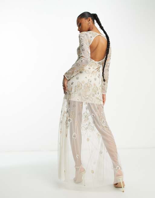 Maxi dress sheer on sale bottom