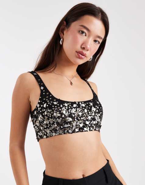 Miss Selfridge - Premium - Sort bralette med perler - view 1