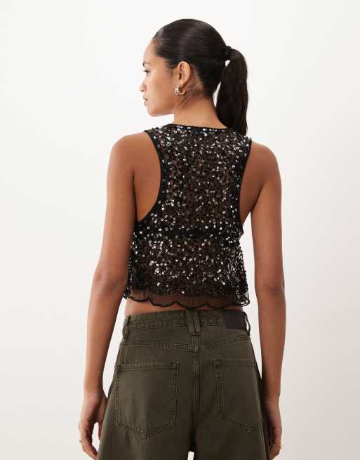 Miss Selfridge – Premium – Svart, utsmyckat linne, 4 av 4