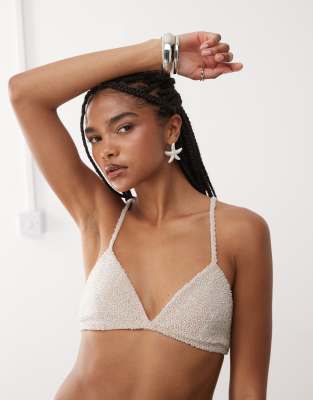 Miss Selfridge Premium Triangle Bralette With Crystal Embellishment-white