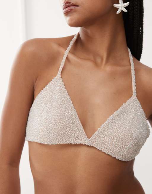 Miss Selfridge premium triangle bralette with crystal embellishment