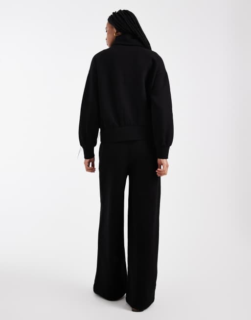 Miss Selfridge premium wide leg joggers co-ord in black, 5 of 5
