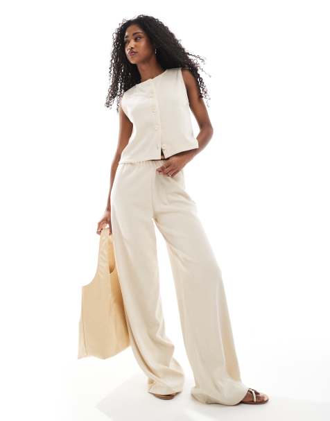 Miss Selfridge - Premium - Zachte geribbelde co-ord set in ivoorwit - view 1