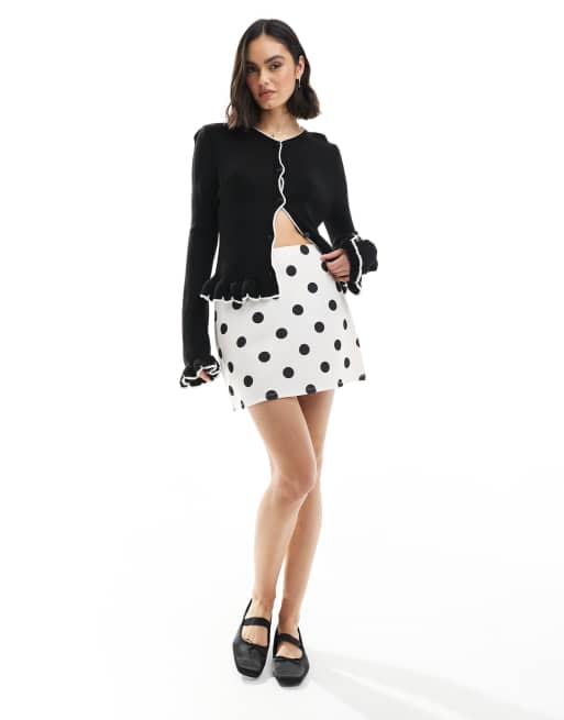 Miss Selfridge – Prickig minikjol i pelmet-modell av scubatyg