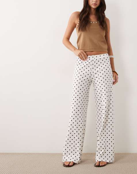 Miss Selfridge – Prickiga byxor med vida ben och spetskant, del av set - view 1
