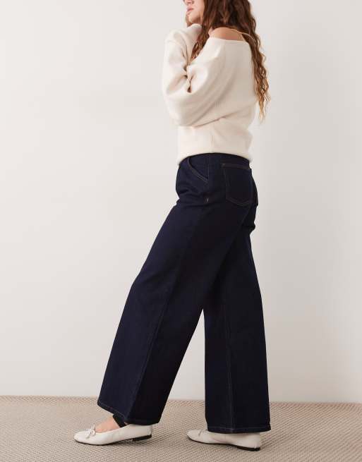 Miss Selfridge puddle-jeans med læg foran i rå vask, 2 af 5