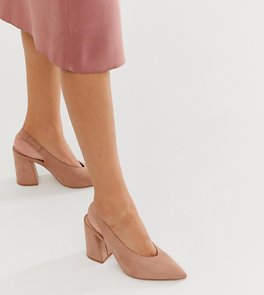 Miss Selfridge – Puderrosa skor med hälrem och blockklack-Svart
