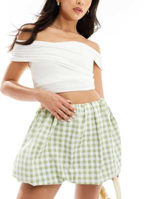 Miss Selfridge Puff Ball Mini Skirt In Sage Green