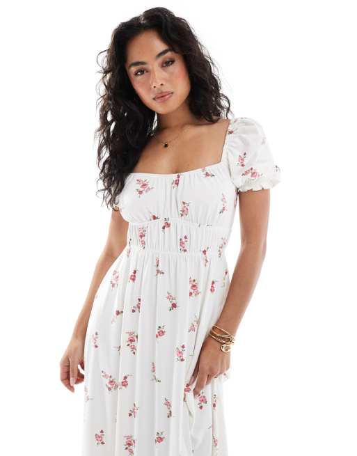 Miss Selfridge puff sleeve maxi dress in floral print, 3 of 4
