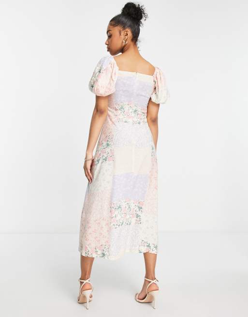 Floral mesh lace frill best sale midi dress