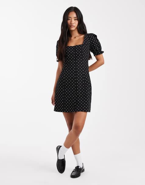 Miss Selfridge puff sleeve mini dress in polka dot - view 1