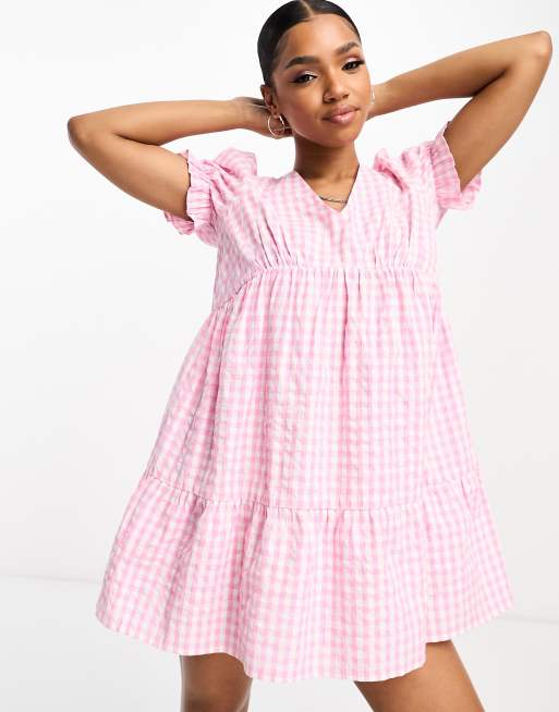 Pink Gingham Dress, Vintage Cotton Dress, Puff Sleeve Smock Dress, Shirred  Babydoll Dress, Sun Dress, Holiday Party Dresses for Women -  Sweden