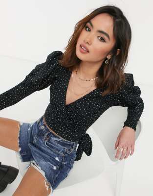 miss selfridge polka dot top