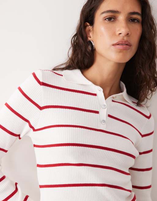 Miss Selfridge pull à col polo à rayures en ensemble coordonné, 3 de 4