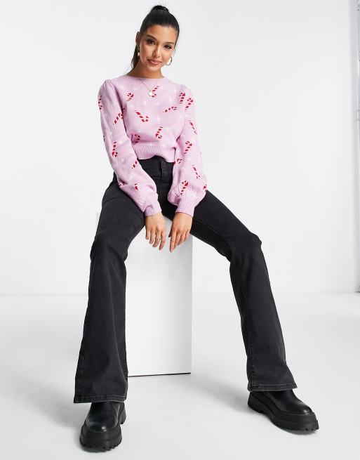 Miss Selfridge - Pull à motif Noël sucre d'orge et étoiles - Rose , 4 de 4