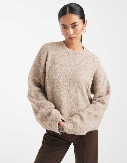 Miss Selfridge - Pull ample en bouclé - Champignon, 3 de 4