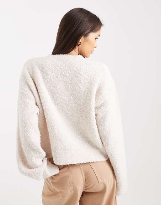 Miss Selfridge - Pull ample en bouclé - Crème, 4 de 4
