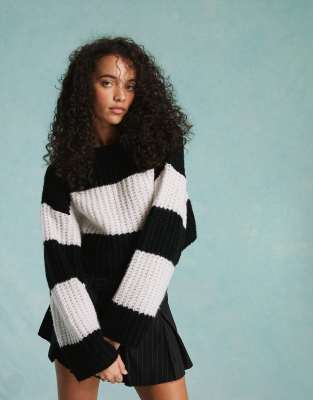 Miss Selfridge oversized crop stripe jumper - ASOS Price Checker