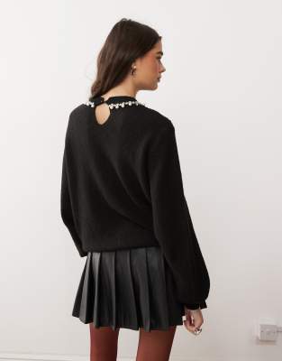 Miss Selfridge - Pull oversize à col montant - Noir