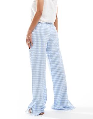 パンツ beautiful people cotton100% Check pant M Gingham Wide Leg 100% Cotton Pajama Pants for Women Plaid