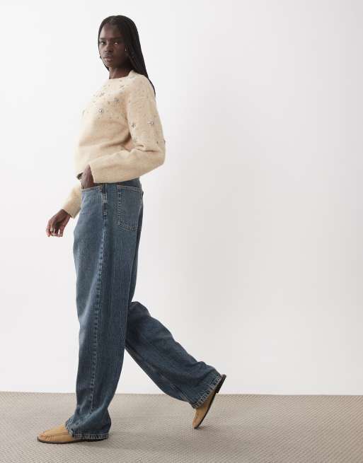Miss Selfridge pull ornementé à fleurs en perles, écru, 2 de 4