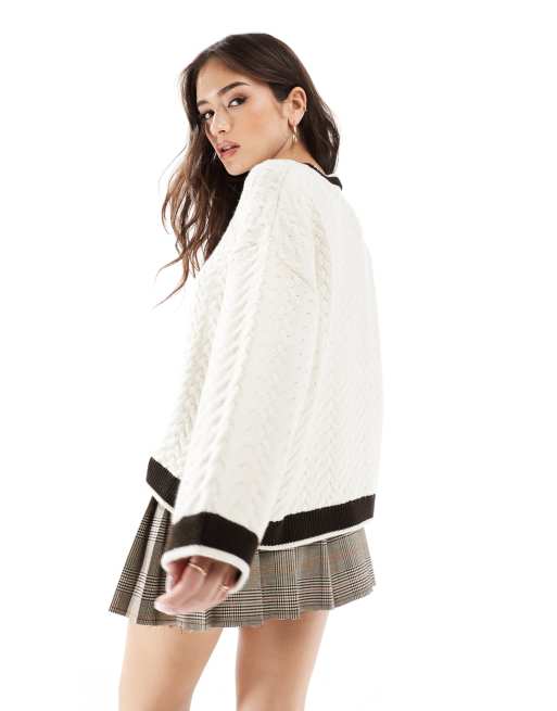 Miss Selfridge - Pull oversize en maille jacquard torsadée à motif ourson, 4 de 4