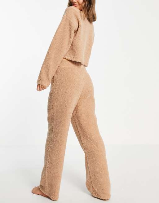 Miss Selfridge - Pyjamaset met top van borg met blote schouders en broek , 3 van 4