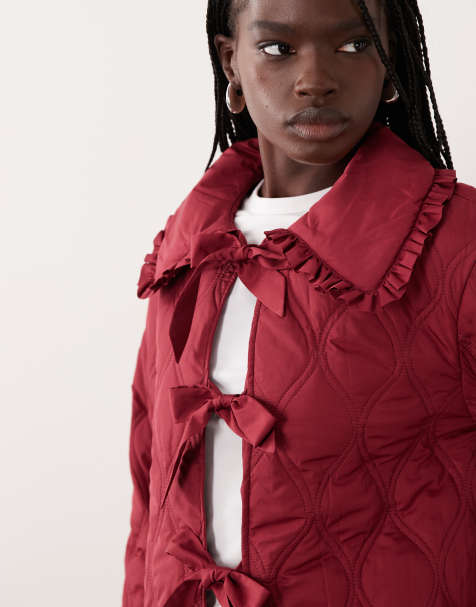 Miss Selfridge quilted bow liner jacket with bows - view 1