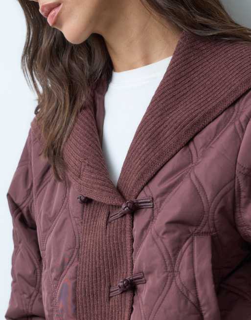 Miss Selfridge quilted liner jacket in chocolate, 3 of 5