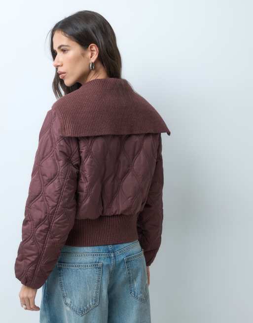 Miss Selfridge quilted liner jacket in chocolate, 5 of 5