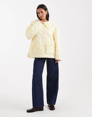 Miss Selfridge Quilted Liner Jacket With Collar In Yellow