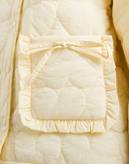 Miss Selfridge quilted liner jacket with collar in buttermilk, 3 of 4