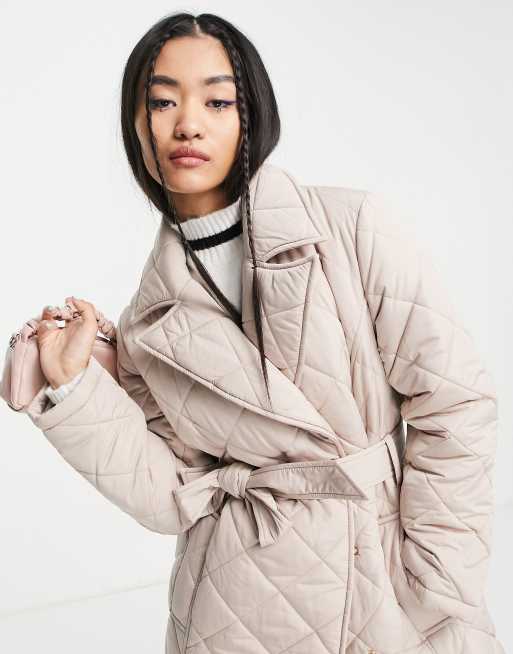 Missguided Tall oversized belted puffer jacket in mink