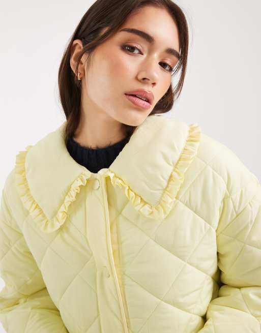 Miss Selfridge quilted maxi coat in buttermilk