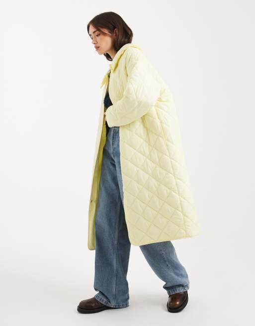 Miss Selfridge quilted maxi coat in buttermilk, 4 of 4
