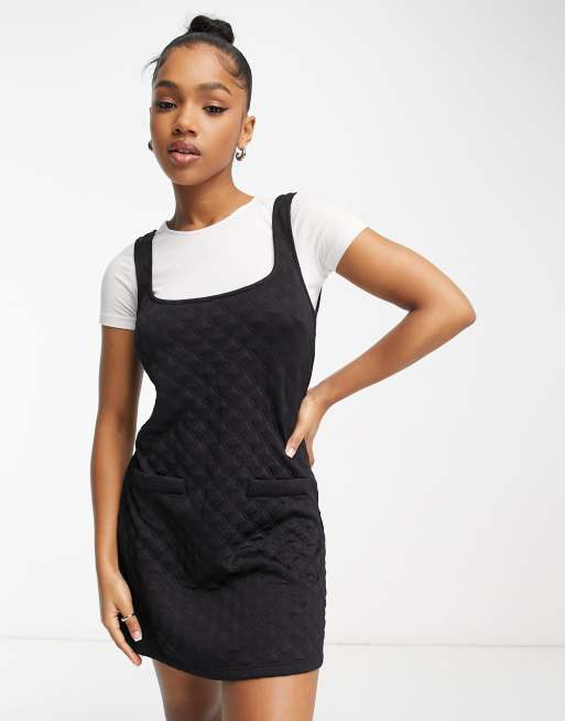 Ladies black shop pinafore dress