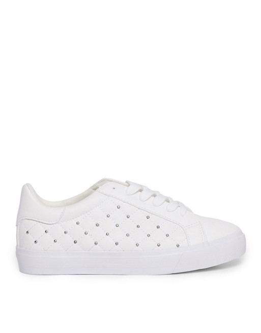 Miss Selfridge quilted trainers in white