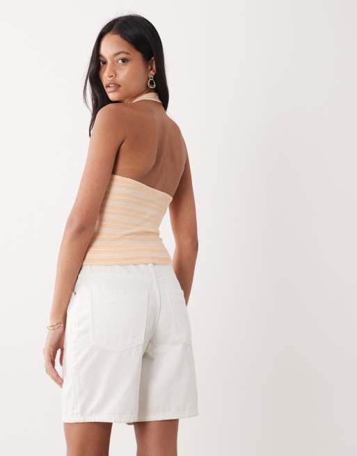 Miss Selfridge – Randig topp med halterneck och picotkant, 4 av 4