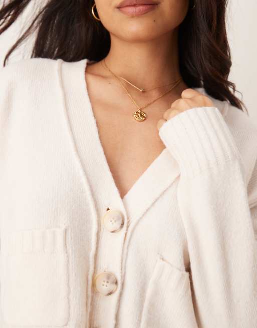 Miss Selfridge - Recht vest met naaddetail in crème, 2 van 4