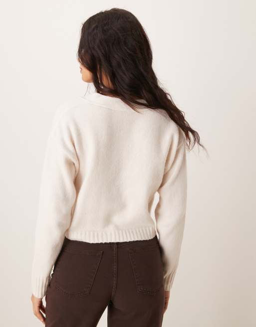 Miss Selfridge - Recht vest met naaddetail in crème, 3 van 4