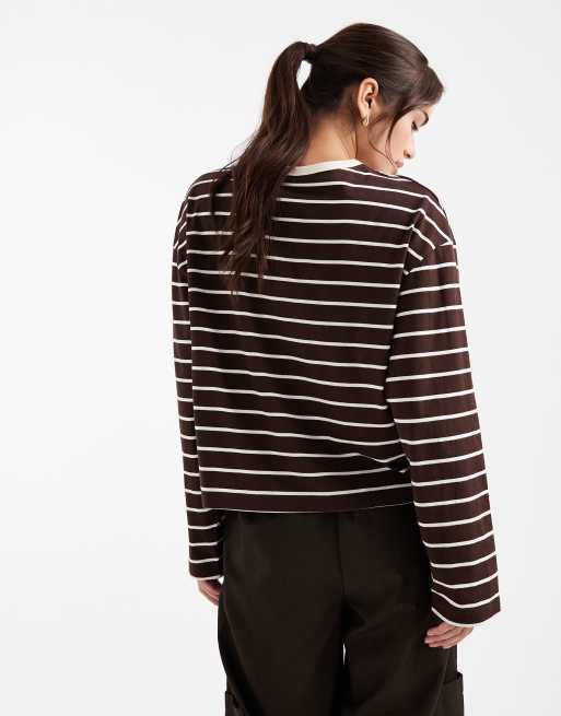 Miss Selfridge - Rechte top met lange mouwen en strepen, 2 van 4