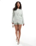 [Miss Selfridge] Miss Selfridge relaxed blazer in green pinstripe (part of a set) 4 Green Stripe