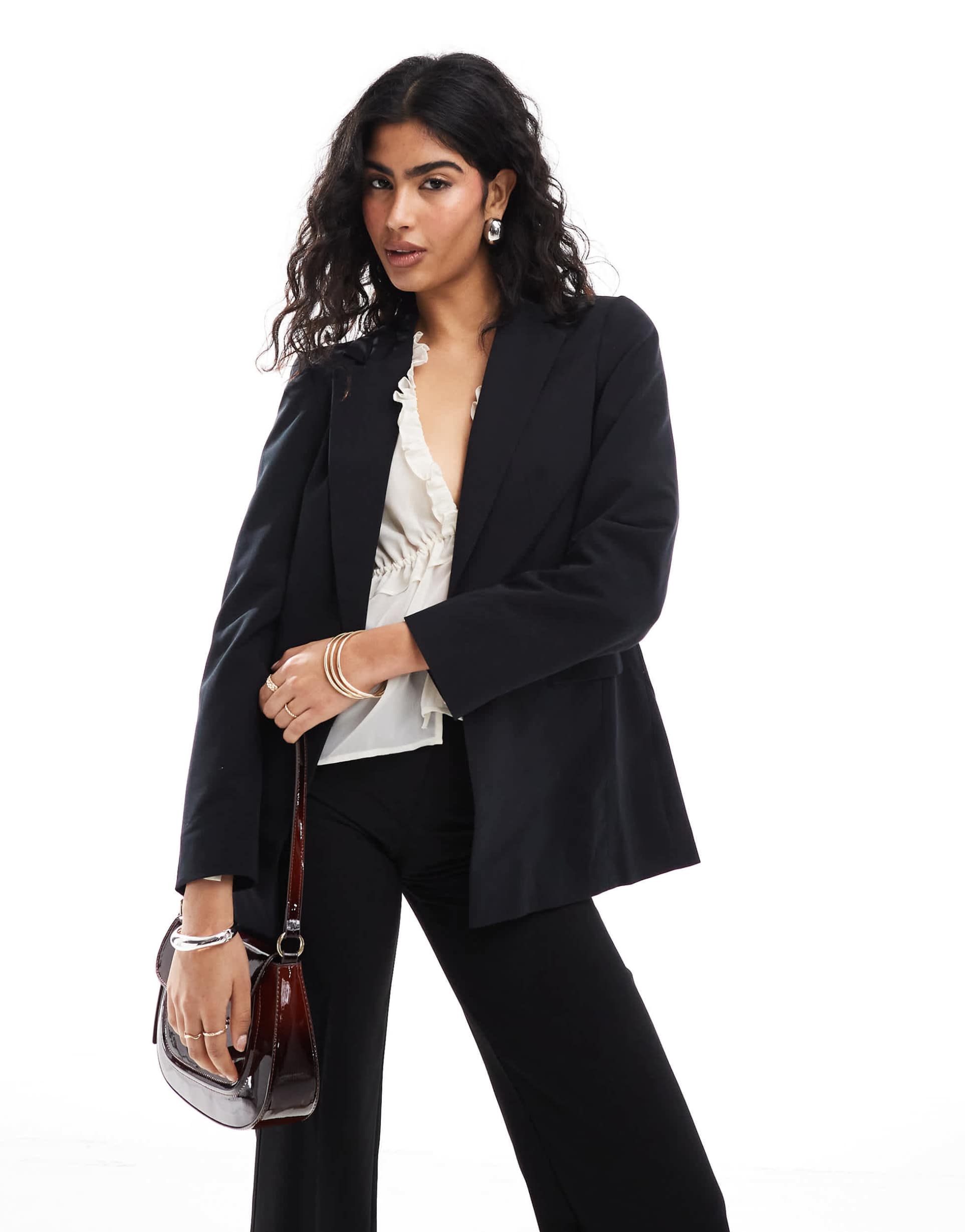 miss selfridge relaxed fit essential blazer in black